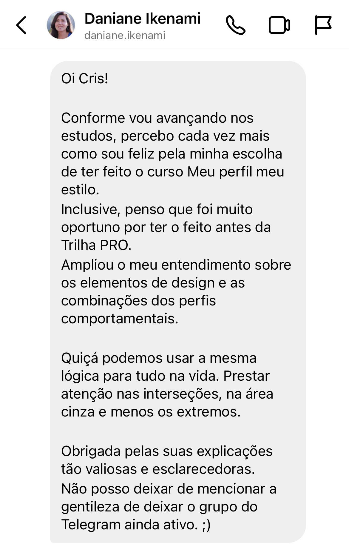 Daniane, aluna do Meu Perfil, Meu Estilo®